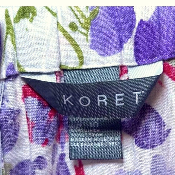 Koret Women’s Linen Blend A-Line Bright Floral Skirt Multi 10 - Picture 6 of 10